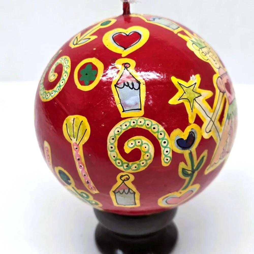 Crate & Barrel Nutcracker Suite Christmas Ornament Paper Mache Ball Ballet Red